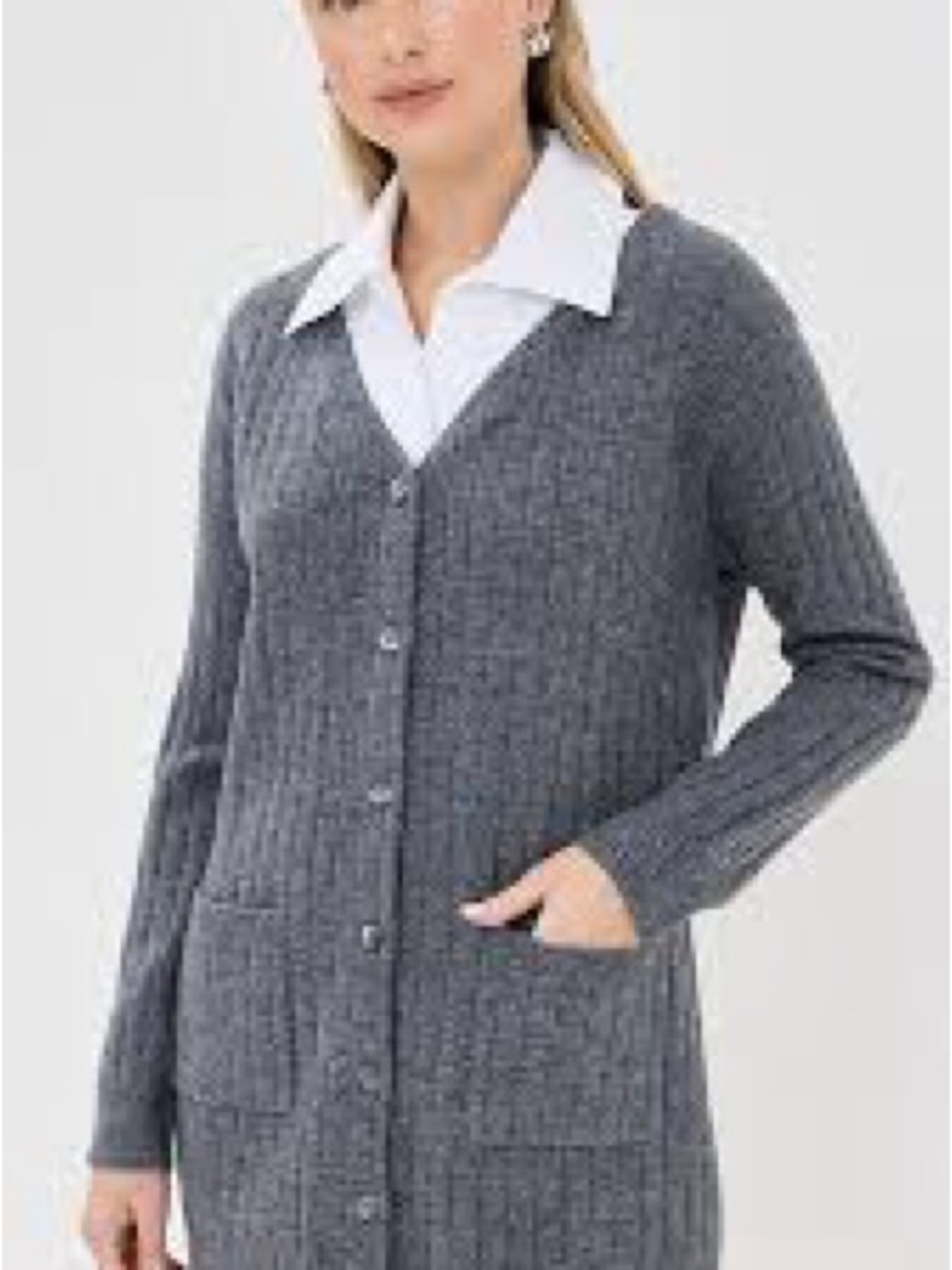 STAUD 2-in-1 Layered wallis Cardigan Shirt